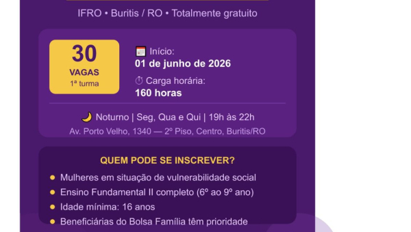 IFRO abre inscrições para curso gratuito de Assistente Administrativo voltado às mulheres de Buritis